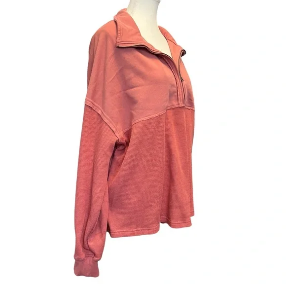 Waffle Knit Half-Zip Pullover Sweatshirt - Picture 2 of 8